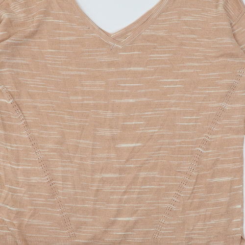 Marks and Spencer Womens Orange Striped Knit Pullover Jumper Size M