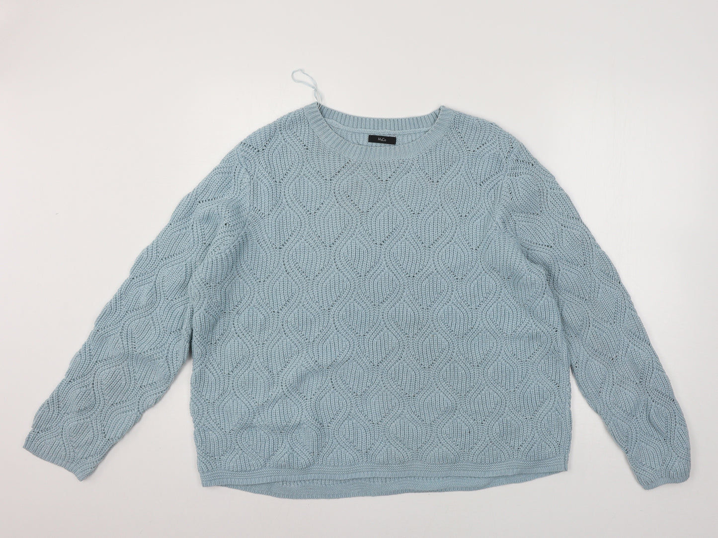 M&Co Womens Blue  Knit Pullover Jumper Size 18
