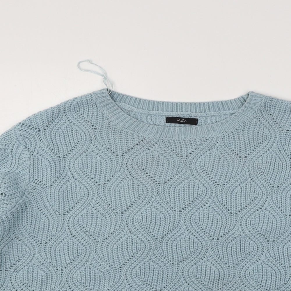 M&Co Womens Blue  Knit Pullover Jumper Size 18