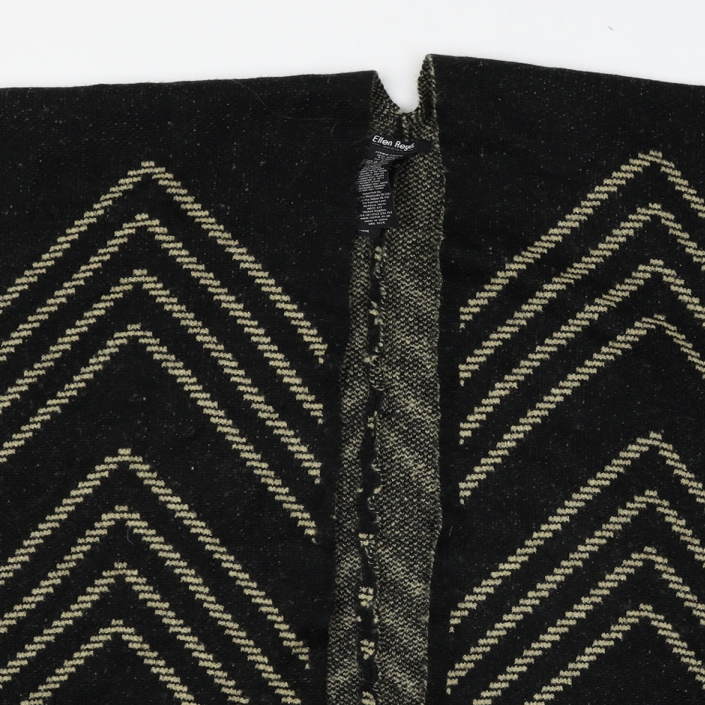Ellen Reyes Womens Black Striped Knit Jacket  One Size