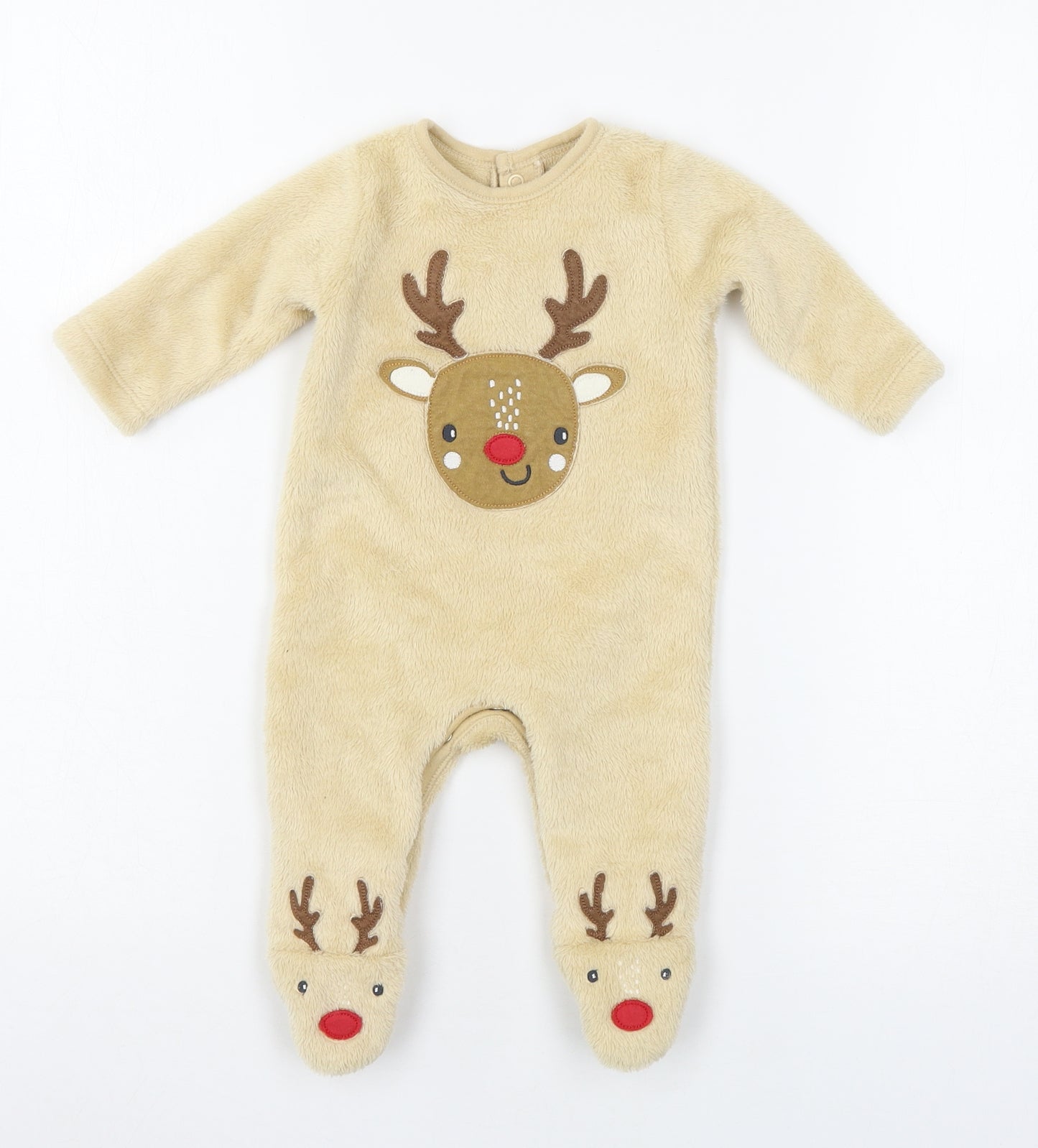 Nutmeg Baby Beige Solid Microfibre Capri One Piece Size 0-3 Months  - Rudolph