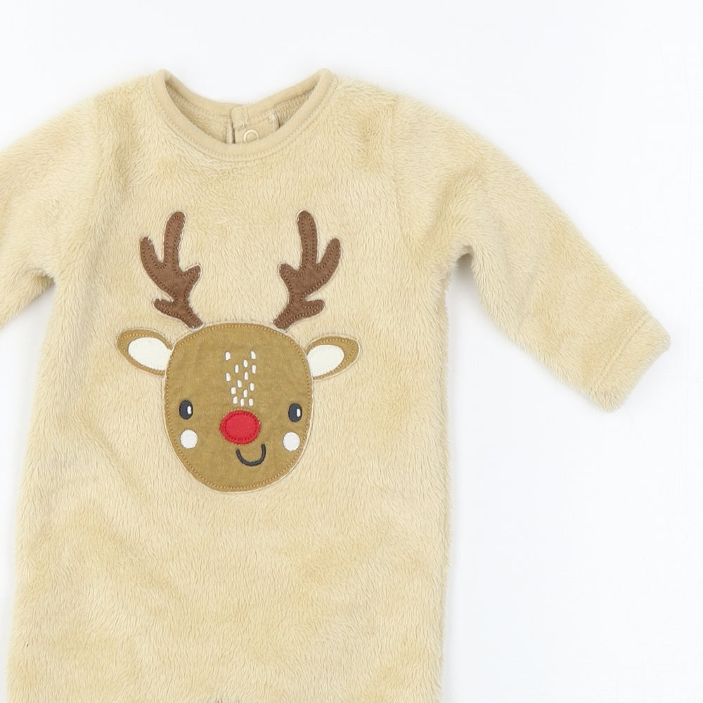 Nutmeg Baby Beige Solid Microfibre Capri One Piece Size 0-3 Months  - Rudolph