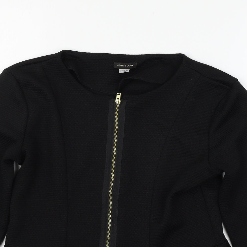 River Island Girls Black  Jersey Jacket  Size 11-12 Years