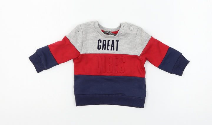 Primark Baby Grey Striped Jersey Pullover Jumper Size 0-3 Months  - Great Vibes