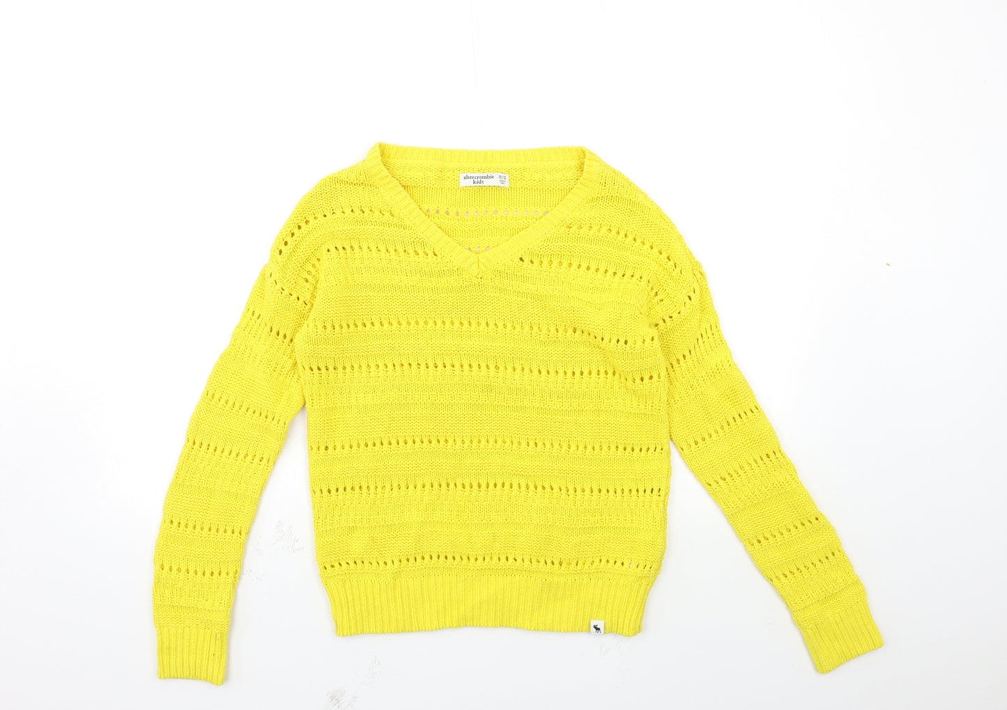Abercrombie & Fitch Girls Yellow  Knit Pullover Jumper Size 11-12 Years