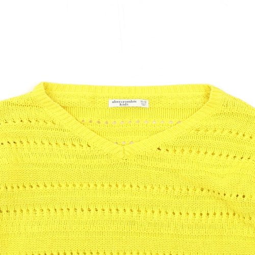 Abercrombie & Fitch Girls Yellow  Knit Pullover Jumper Size 11-12 Years