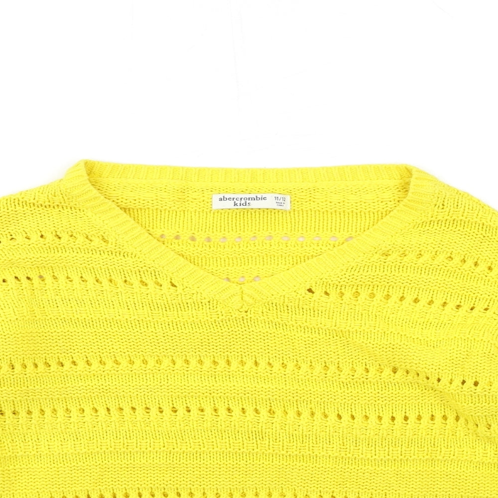 Abercrombie & Fitch Girls Yellow  Knit Pullover Jumper Size 11-12 Years