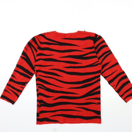 Roman Womens Red Animal Print Knit Pullover Jumper Size S