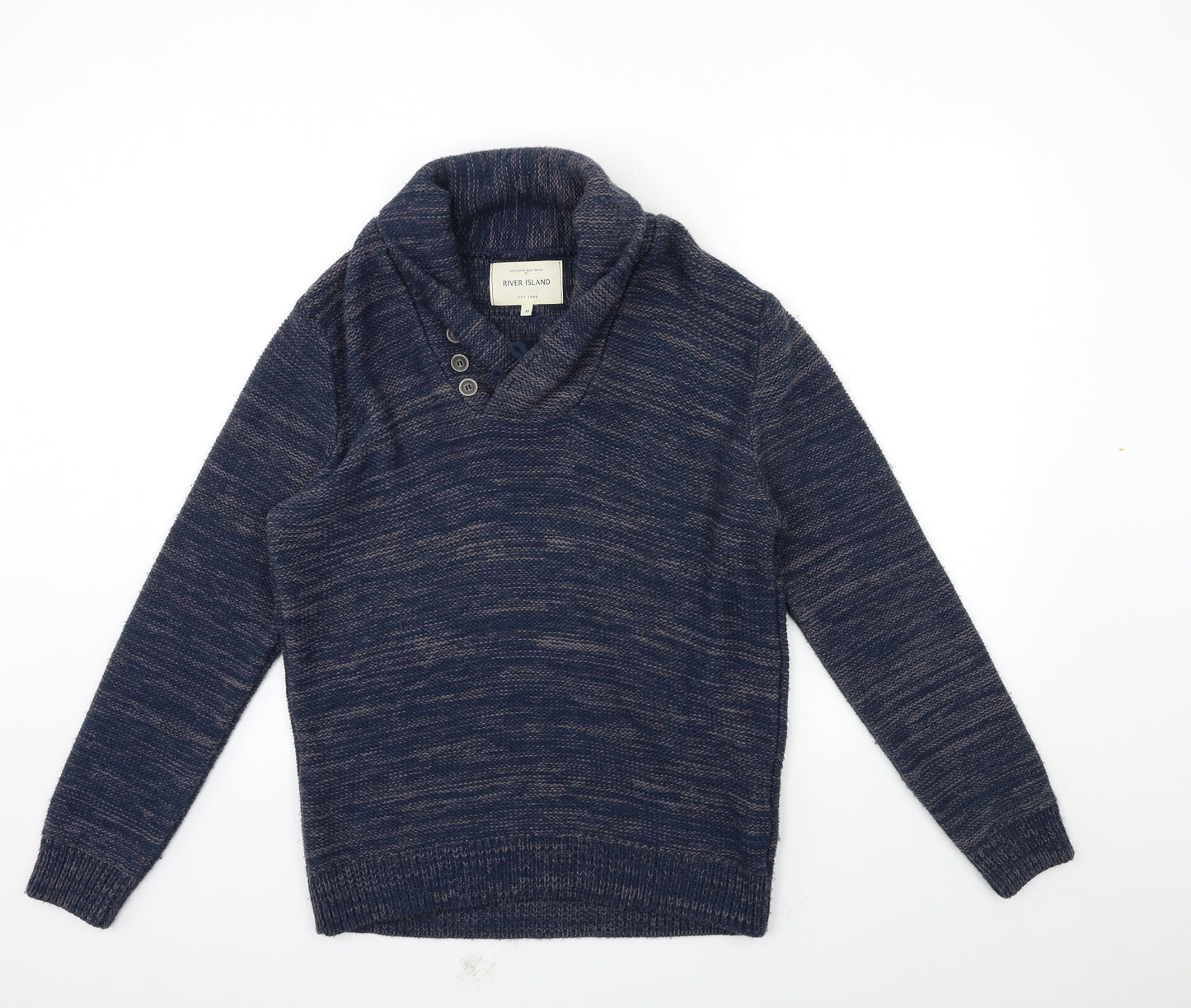 River Island Mens Blue  Knit Pullover Jumper Size M