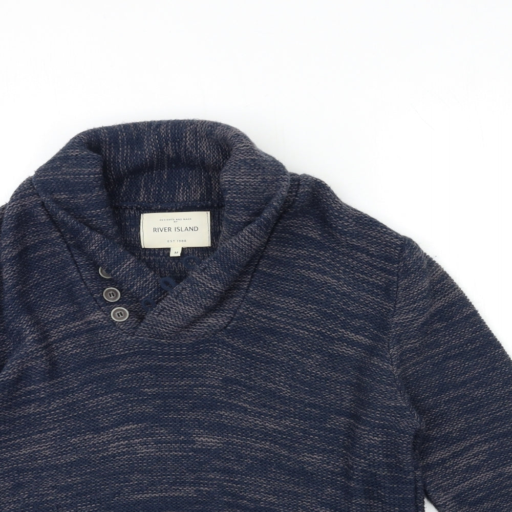 River Island Mens Blue  Knit Pullover Jumper Size M