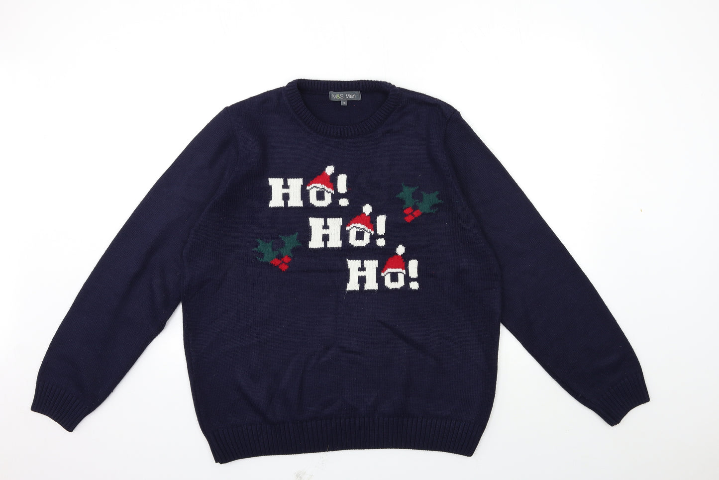 Marks and Spencer Mens Blue  Knit Pullover Jumper Size M  - christmas jumper