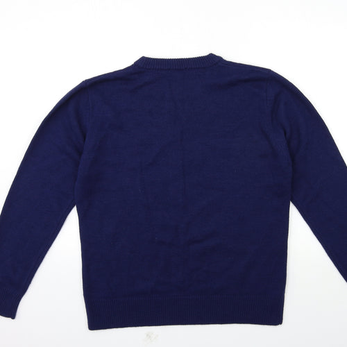 Peacocks Mens Blue  Knit Pullover Jumper Size L  - christmas jumper