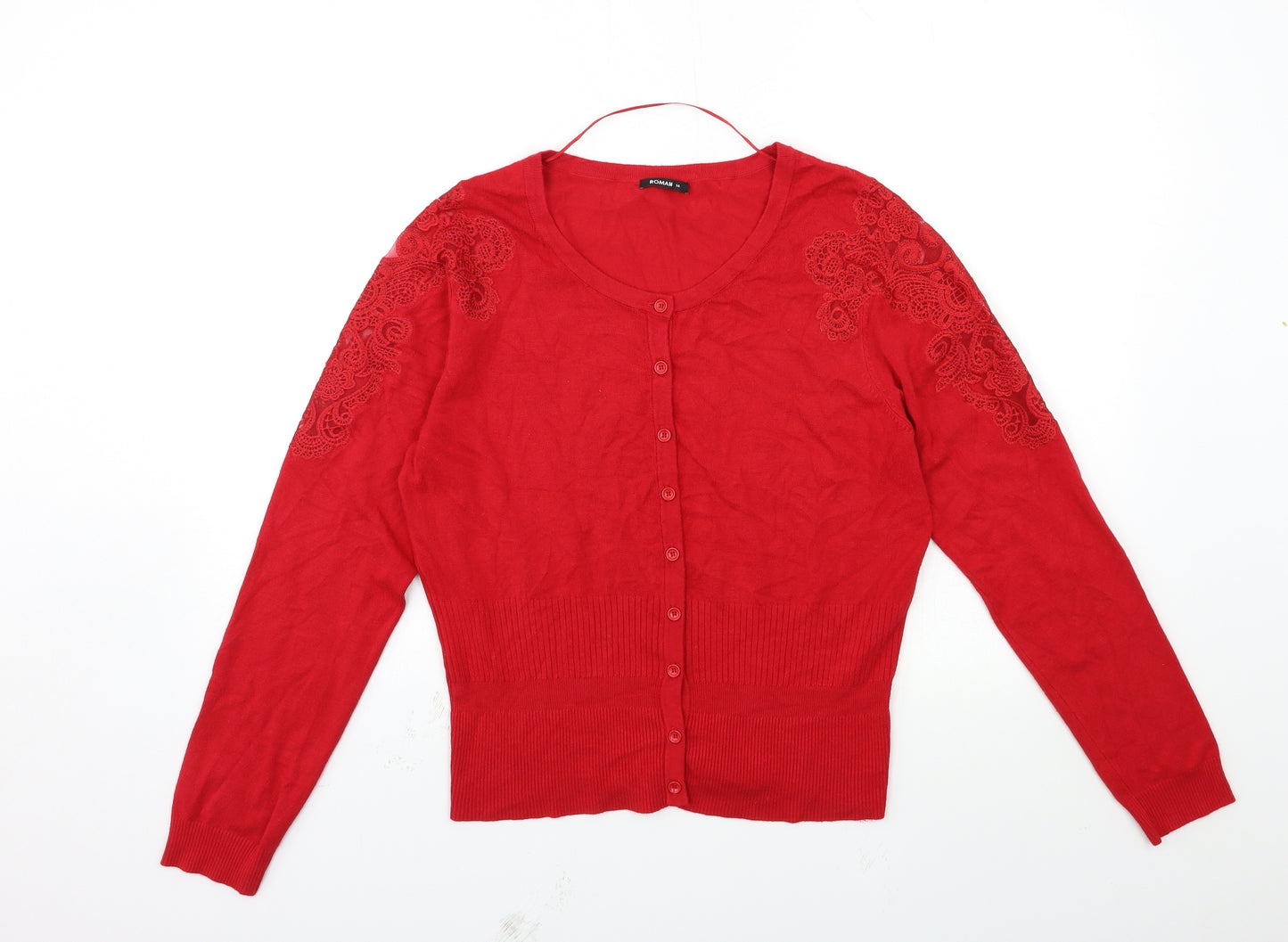 Roman Womens Red  Knit Cardigan Jumper Size 14
