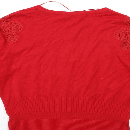 Roman Womens Red  Knit Cardigan Jumper Size 14