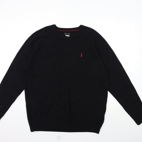 Signature Mens Black  Knit Pullover Jumper Size 2XL