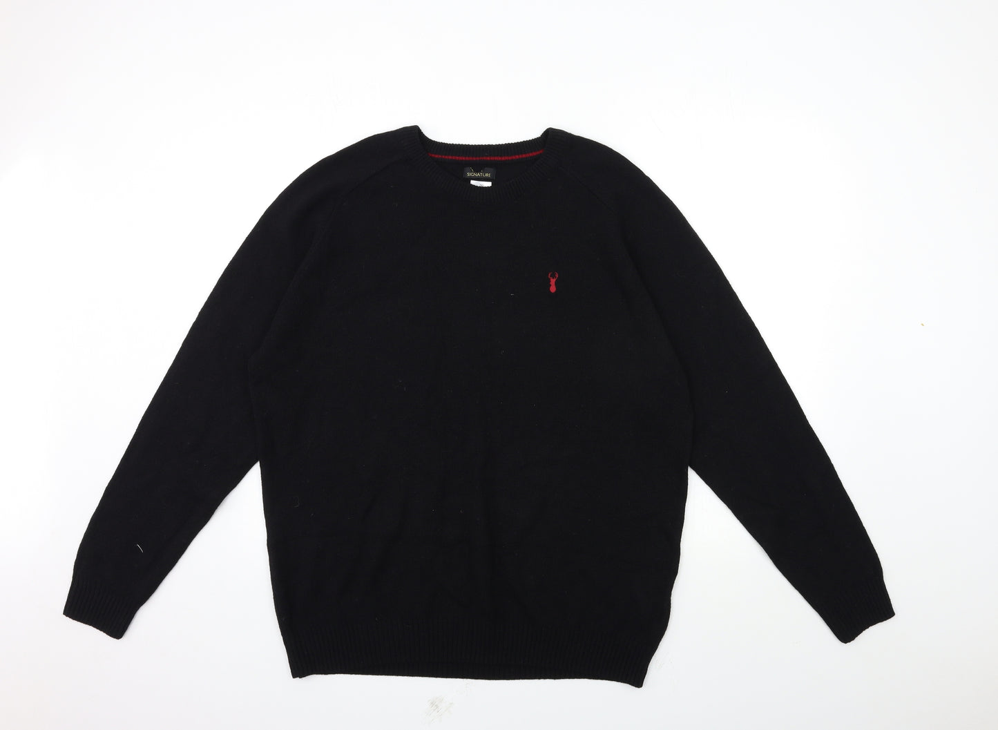 Signature Mens Black  Knit Pullover Jumper Size 2XL