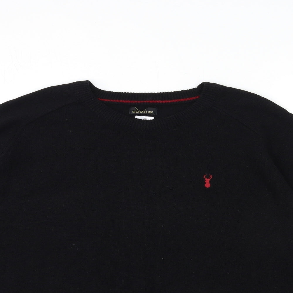 Signature Mens Black  Knit Pullover Jumper Size 2XL