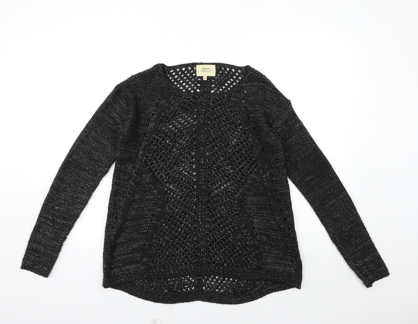 Papaya Womens Black  Knit Pullover Jumper Size 8