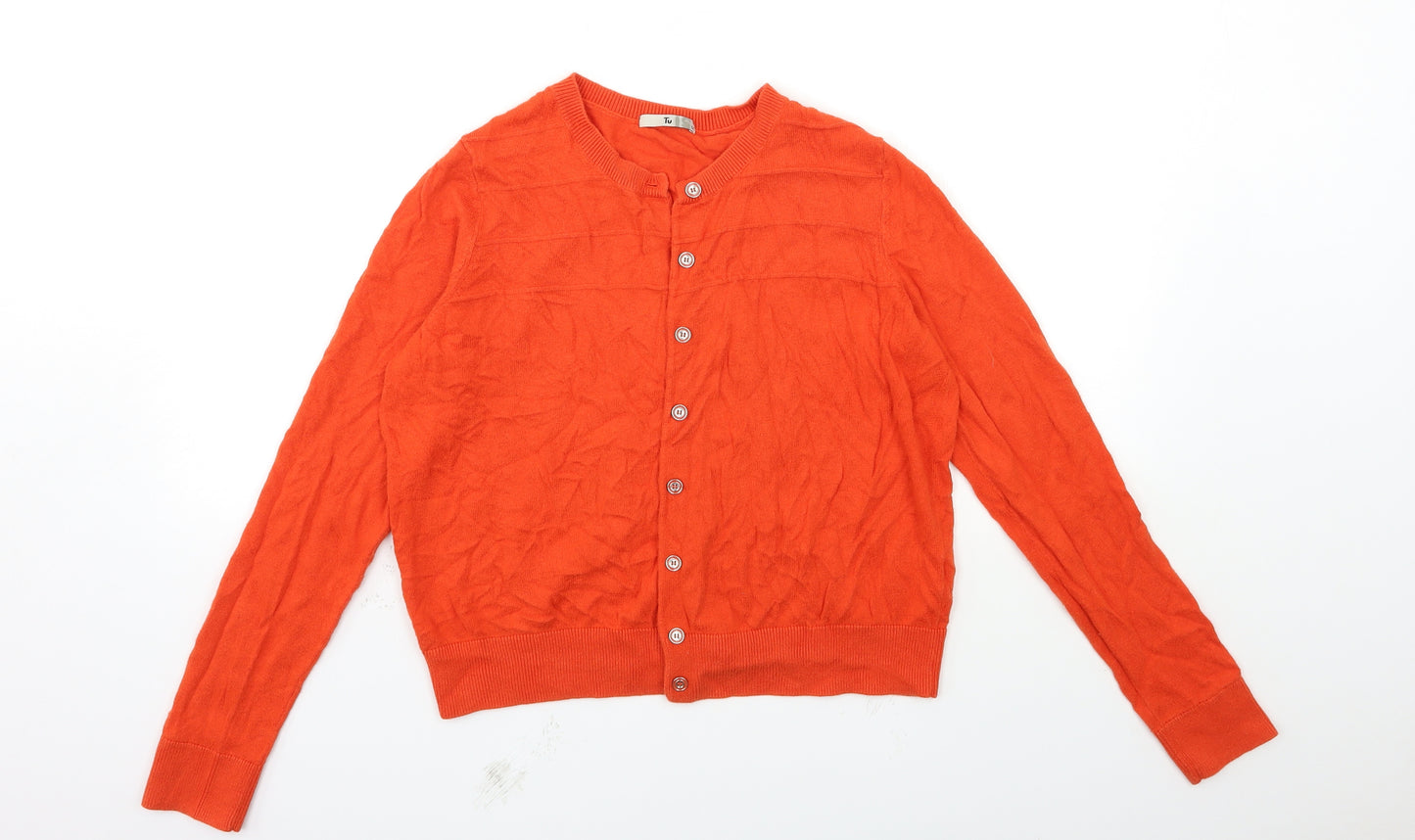 TU Womens Orange  Knit Cardigan Jumper Size 14