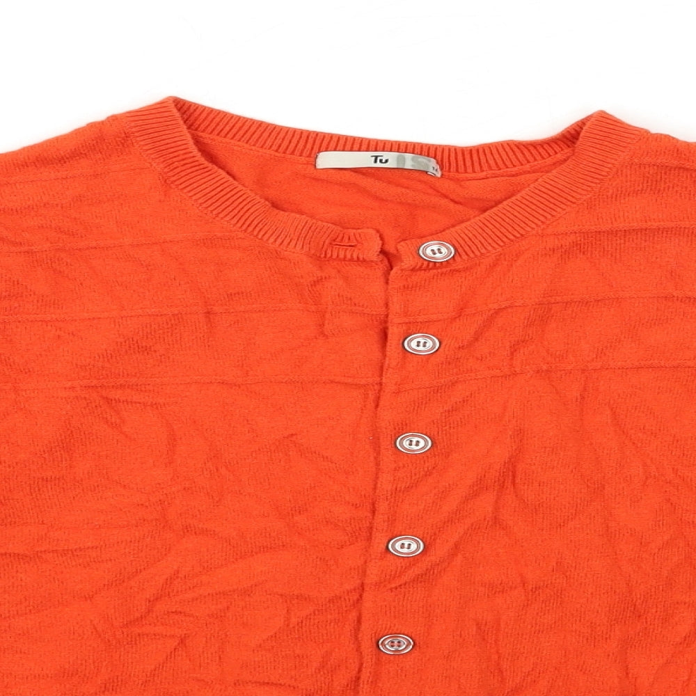 TU Womens Orange  Knit Cardigan Jumper Size 14