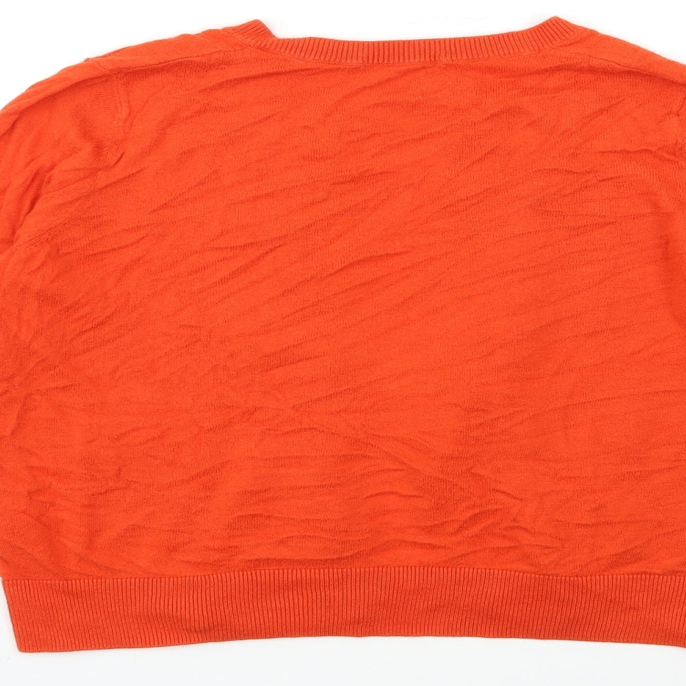 TU Womens Orange  Knit Cardigan Jumper Size 14
