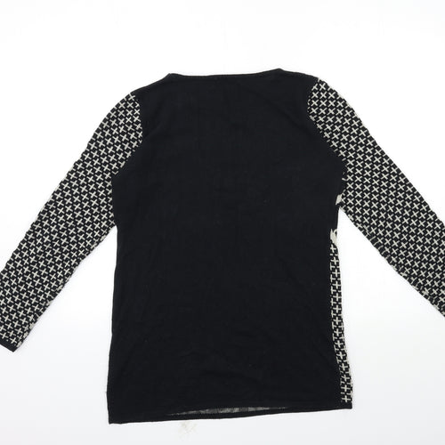 George Womens Black Floral Knit Pullover Jumper Size 10