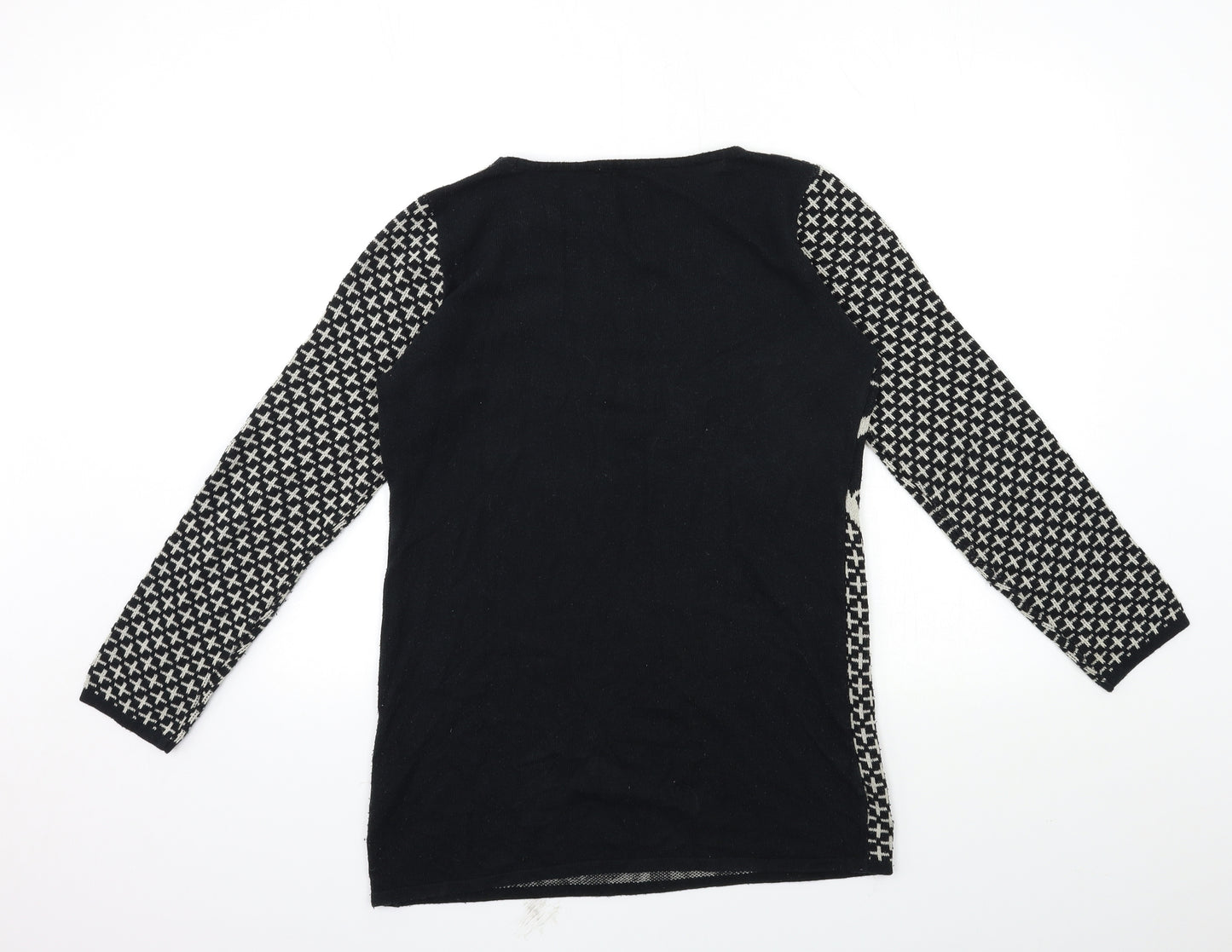 George Womens Black Floral Knit Pullover Jumper Size 10
