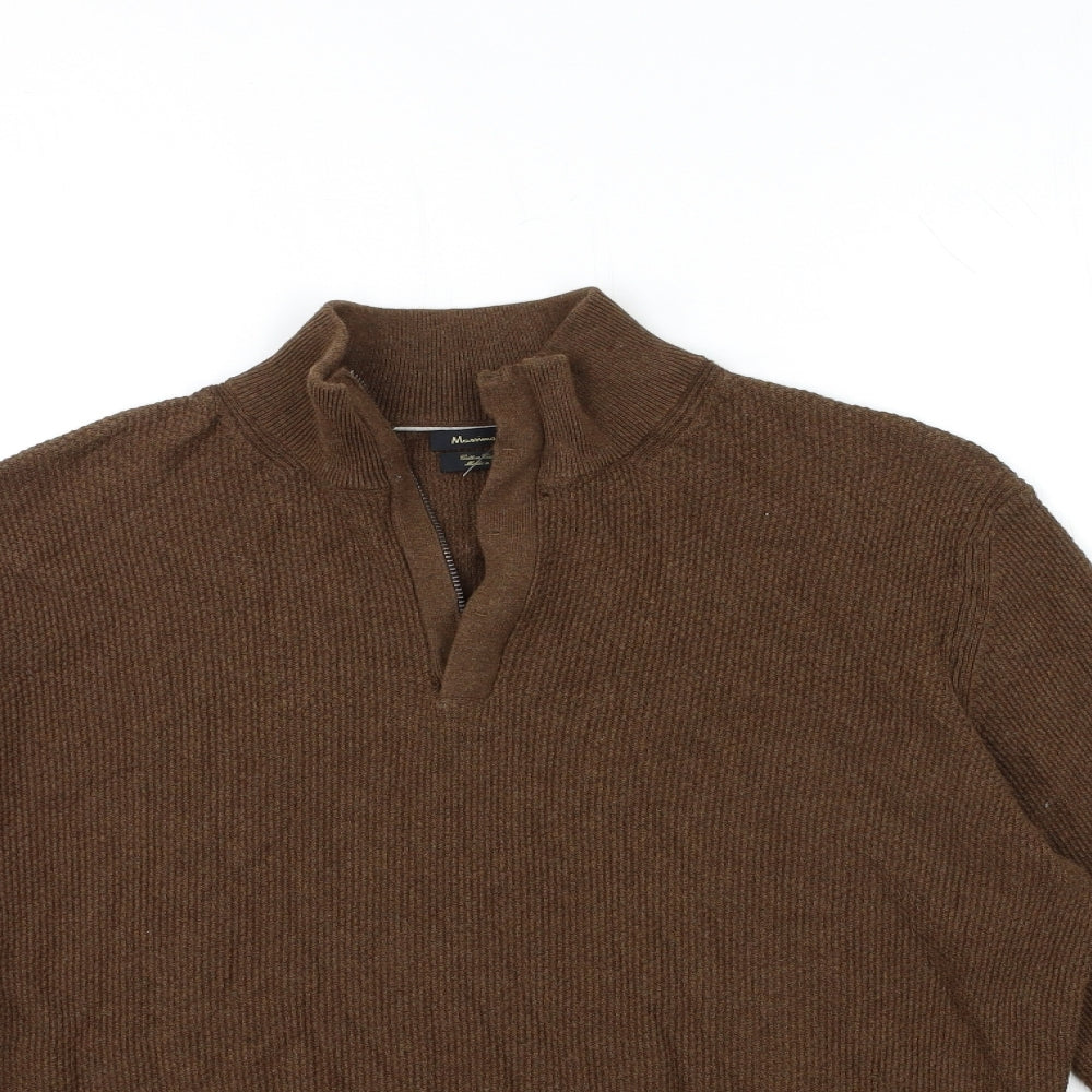 Massimo Dutti Mens Brown  Knit Pullover Jumper Size L