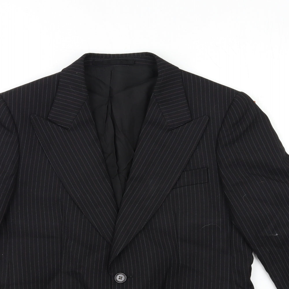 Preworn Mens Black Striped  Jacket Suit Jacket Size 38