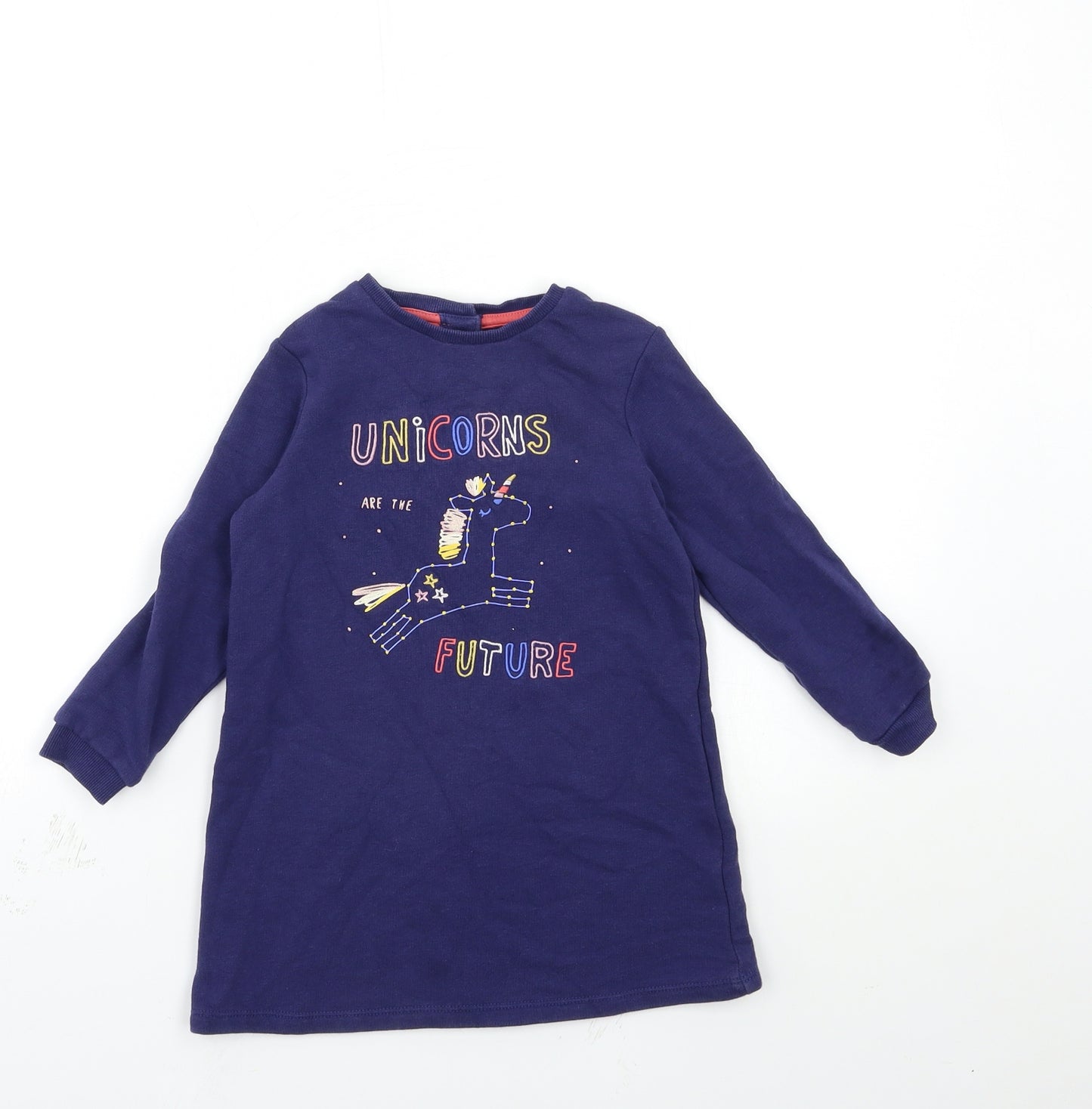Marks and Spencer Girls Blue   Jumper Dress  Size 2-3 Years  - unicorn