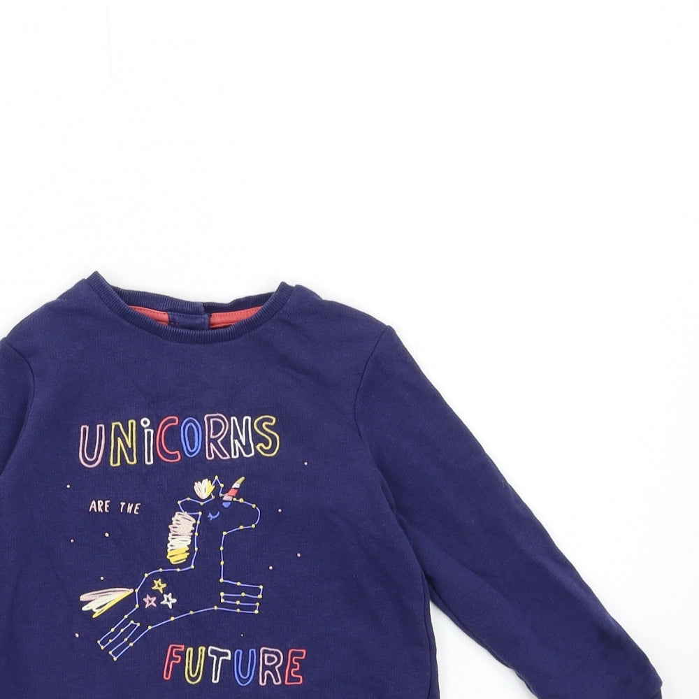 Marks and Spencer Girls Blue   Jumper Dress  Size 2-3 Years  - unicorn