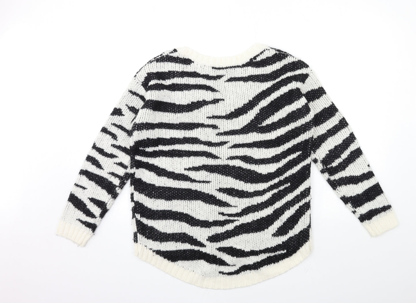 TU Womens Black Animal Print Knit Pullover Jumper Size 14