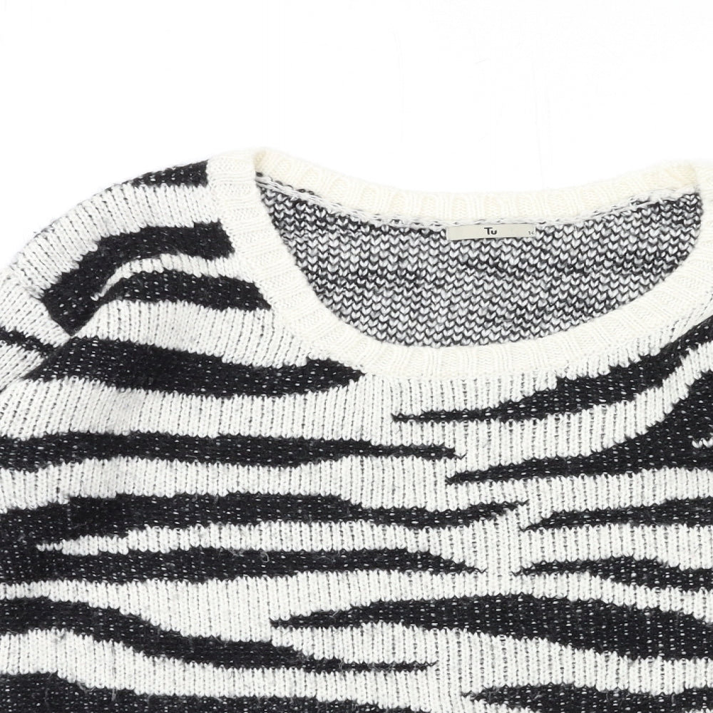 TU Womens Black Animal Print Knit Pullover Jumper Size 14