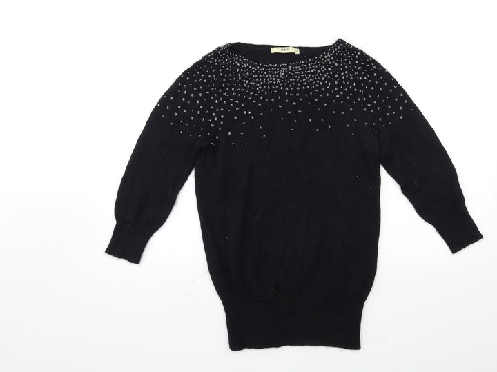 Oasis Womens Black Knit Pullover Jumper Size XS
