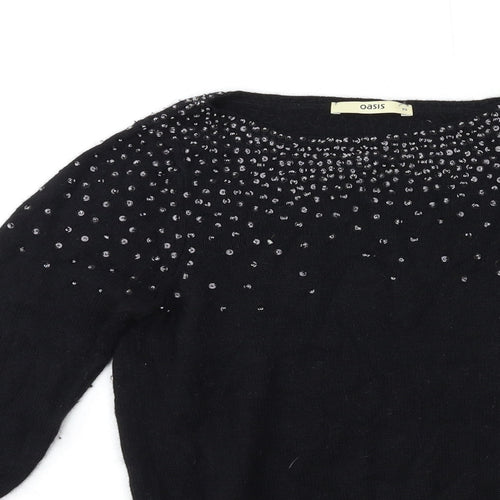 Oasis Womens Black  Knit Pullover Jumper Size XS