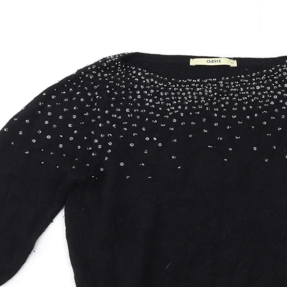 Oasis Womens Black  Knit Pullover Jumper Size XS