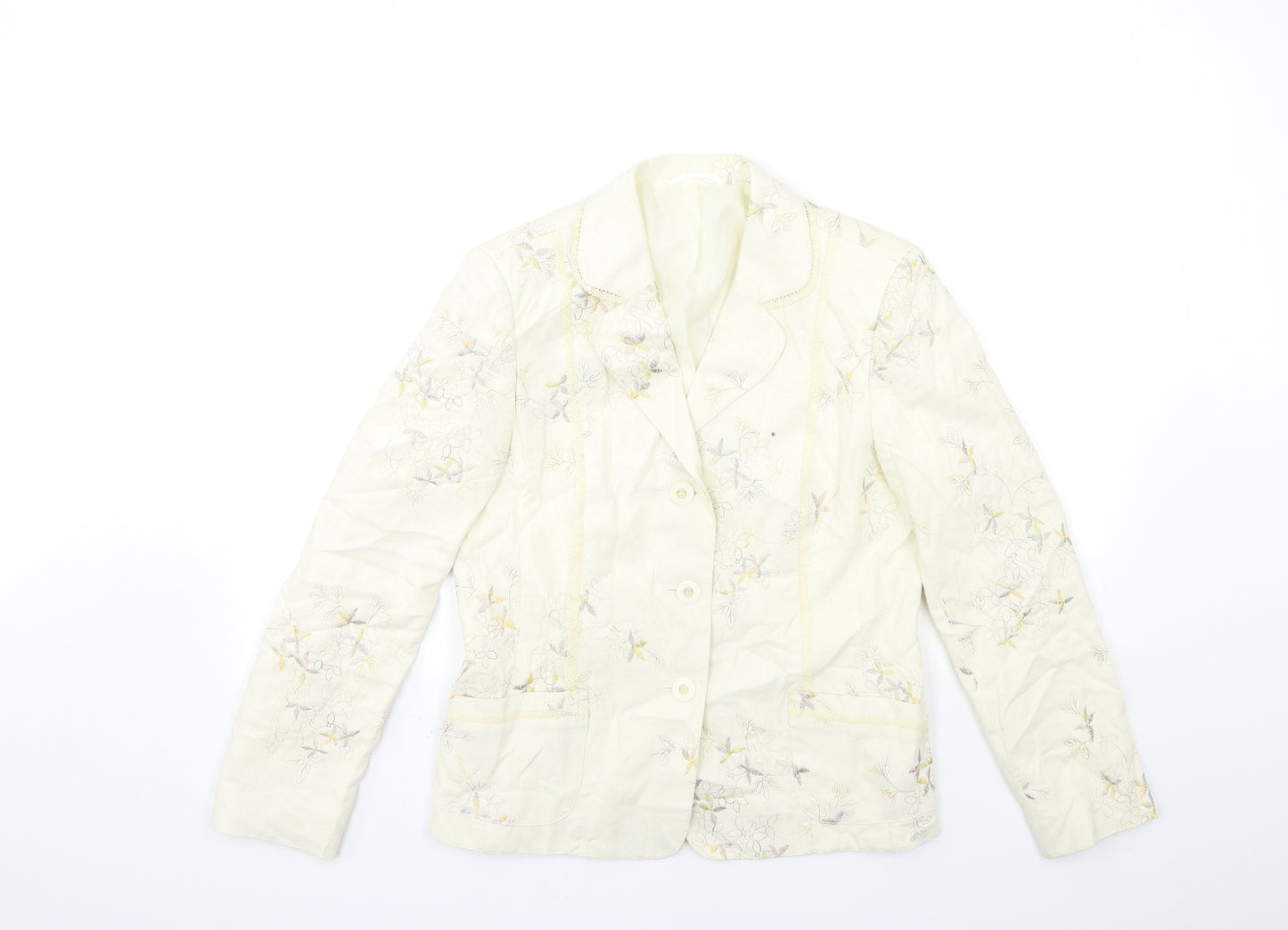Preworn Womens White Floral  Jacket  Size 10