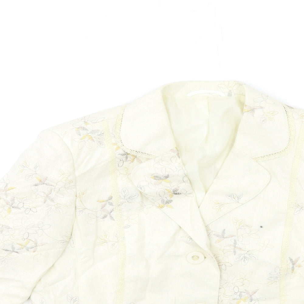 Preworn Womens White Floral  Jacket  Size 10
