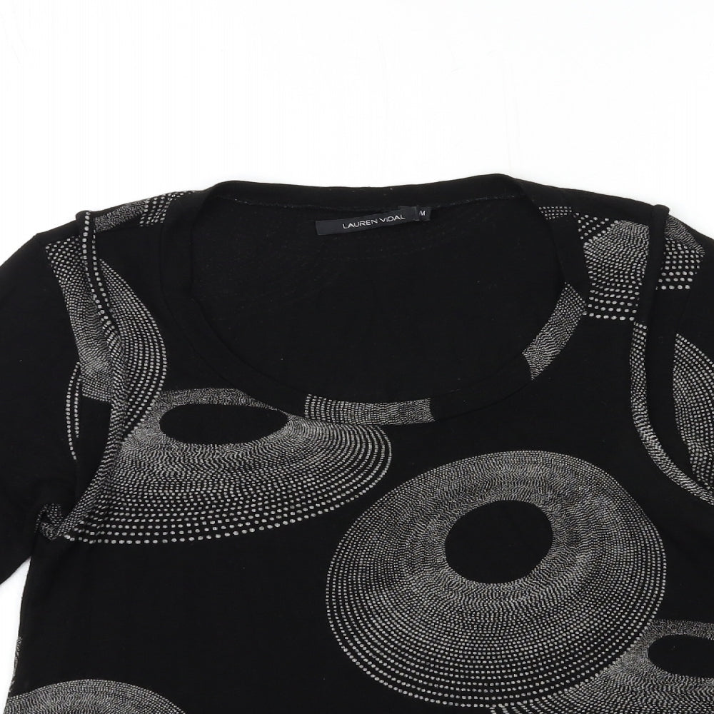 lauren yidal Womens Black Polka Dot  Basic T-Shirt Size M