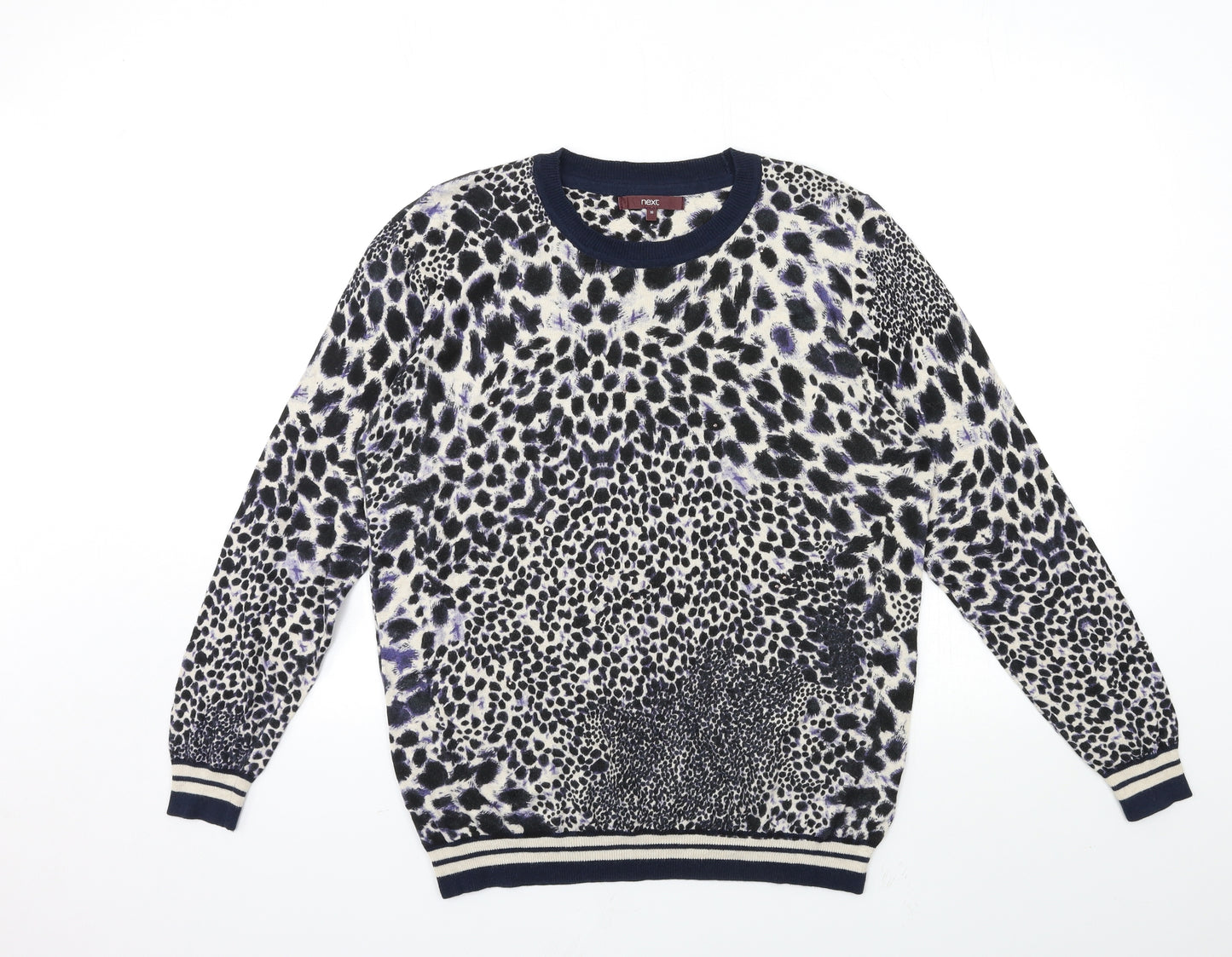 NEXT Womens Grey Animal Print Knit Pullover Jumper Size 16
