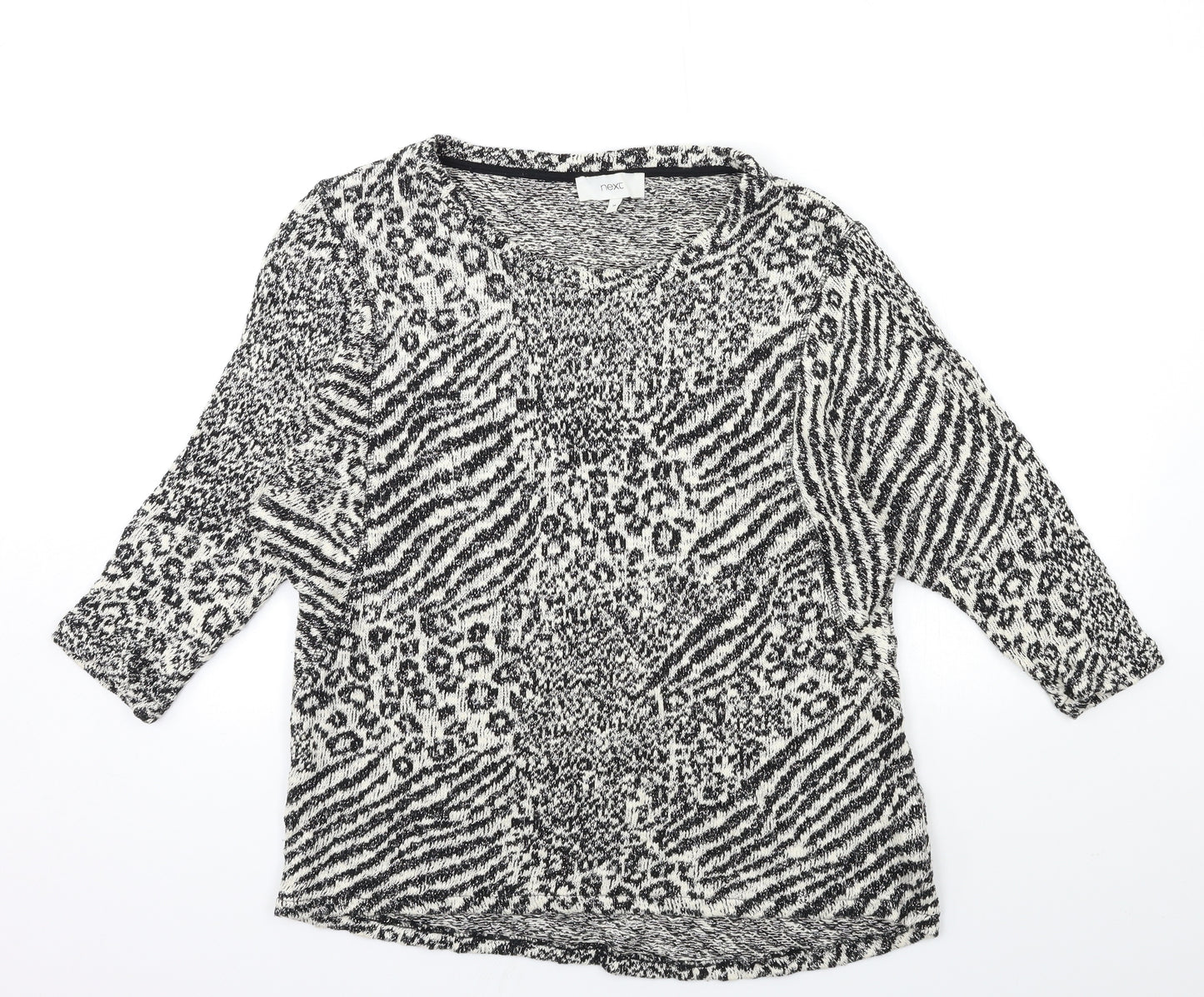 NEXT Womens Black Animal Print Knit Pullover Jumper Size 14