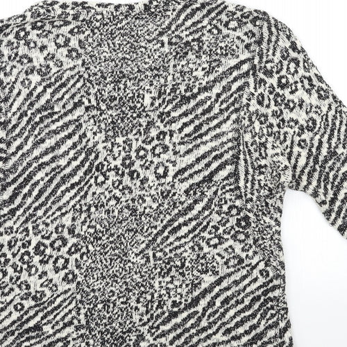 NEXT Womens Black Animal Print Knit Pullover Jumper Size 14