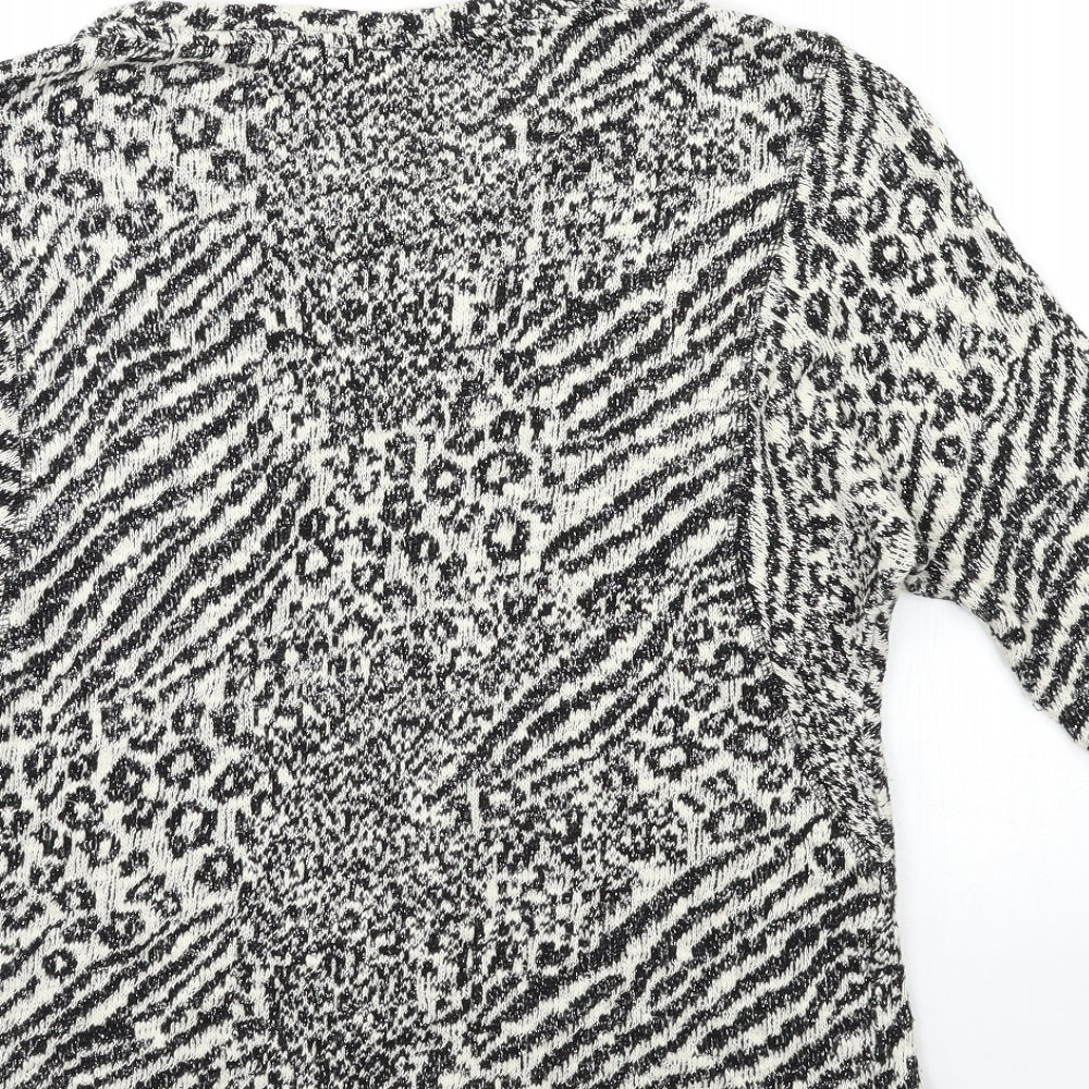 NEXT Womens Black Animal Print Knit Pullover Jumper Size 14