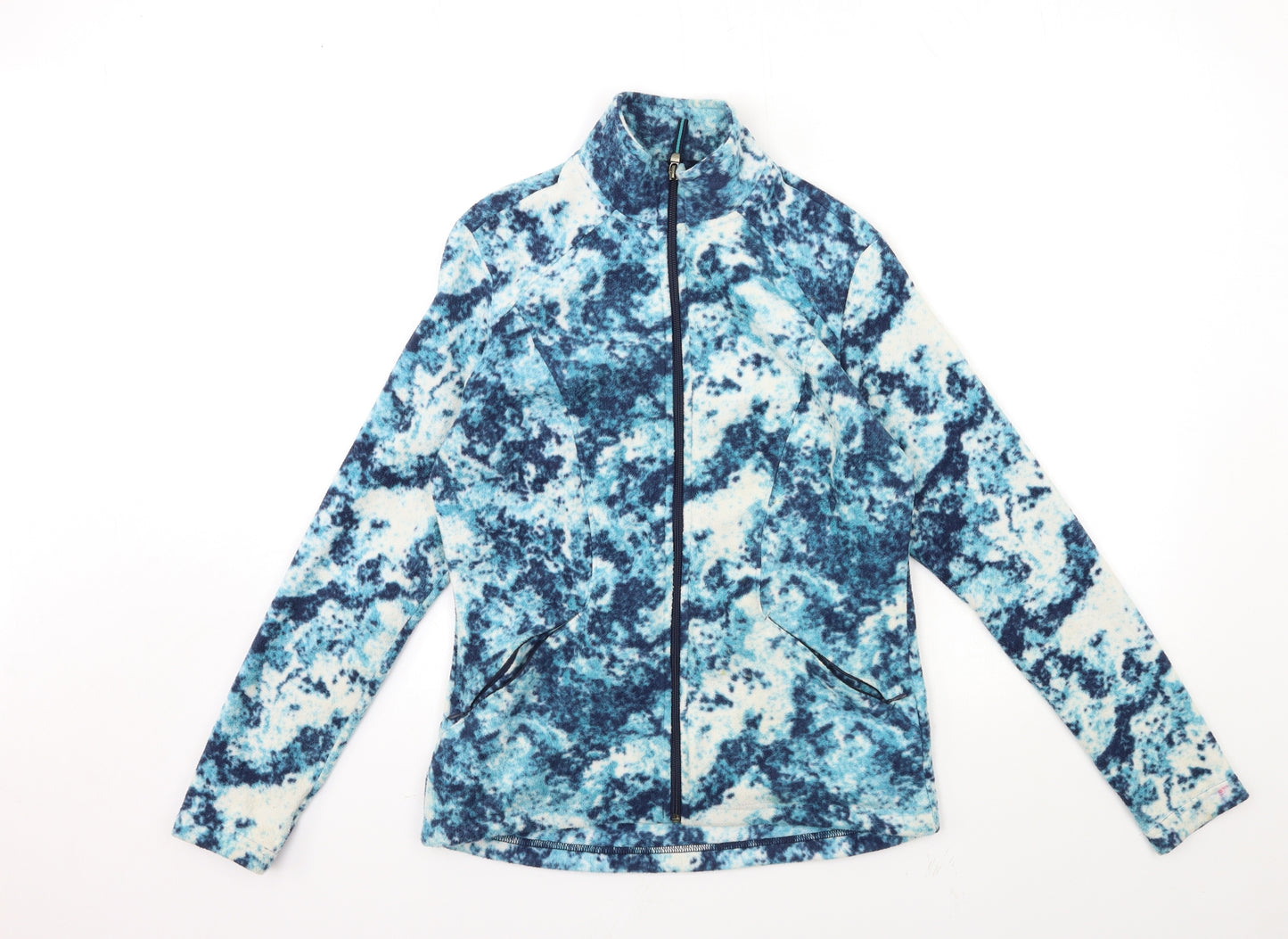 Marks and Spencer Womens Blue Geometric Fleece Jacket  Size 8
