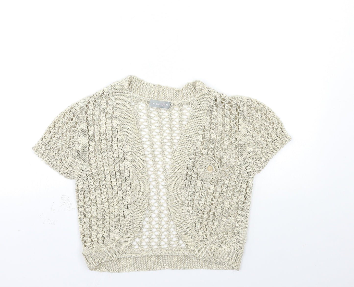 Per Una Womens Gold  Knit Cardigan Jumper Size 12