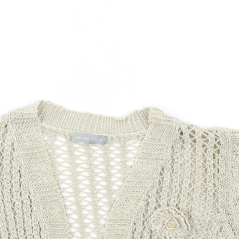 Per Una Womens Gold  Knit Cardigan Jumper Size 12