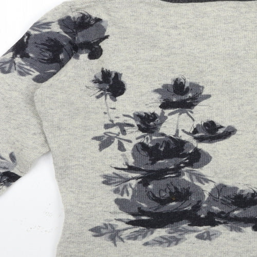 Preworn Womens Grey Floral Knit Pullover Jumper Size 10