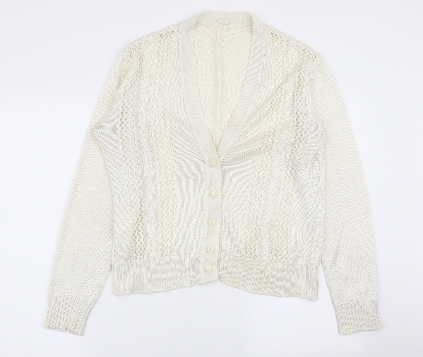 Preworn Womens White   Cardigan Jumper Size 18