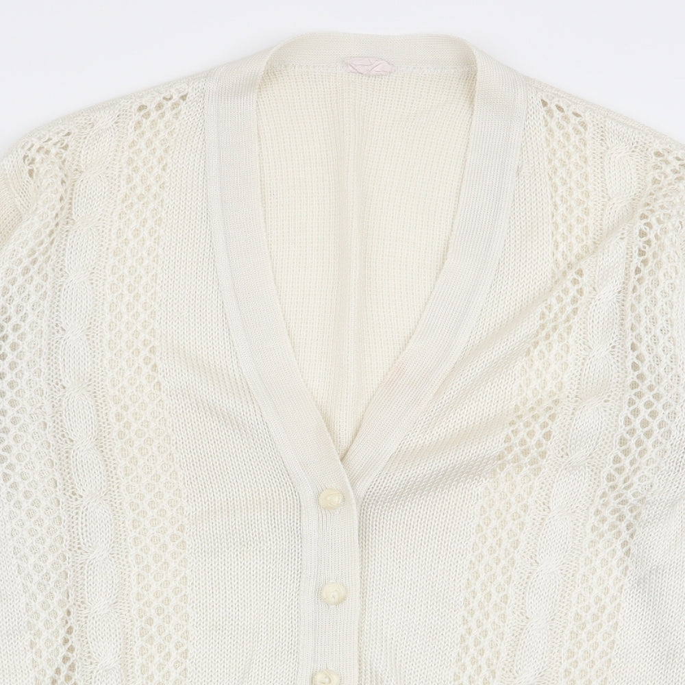 Preworn Womens White   Cardigan Jumper Size 18
