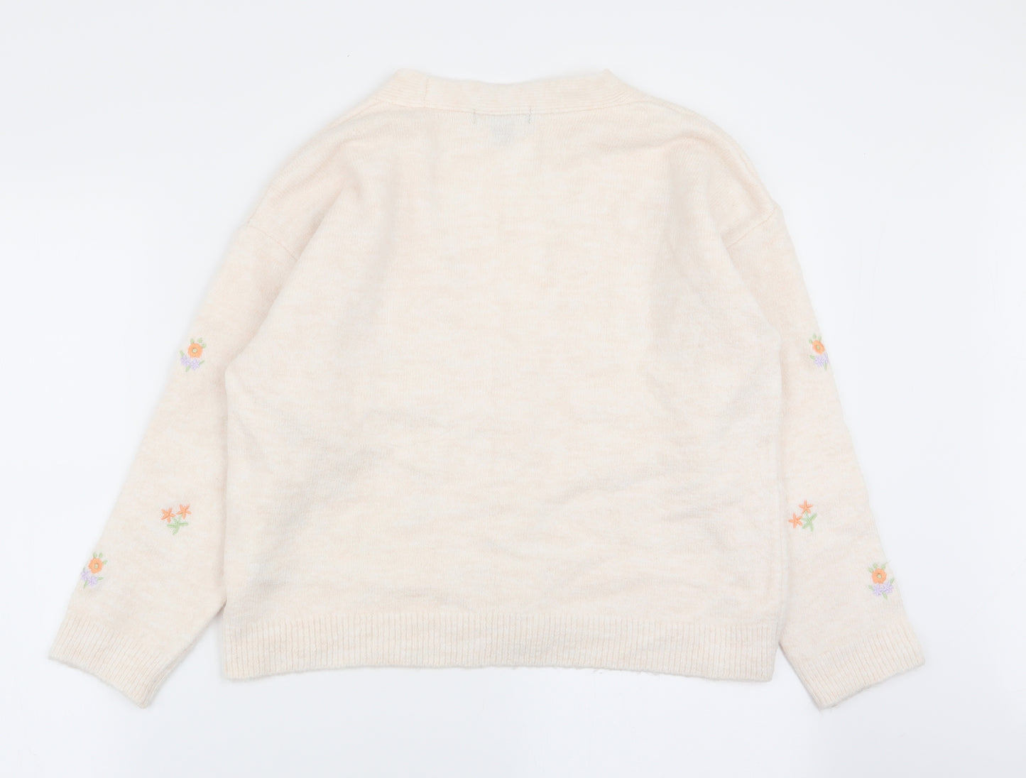 Primark Womens Ivory Floral  Cardigan Jumper Size 4